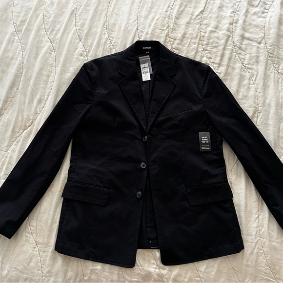 Express Slim Black Stretch Twill Modern Chino Blazer 40R - Picture 2 of 7